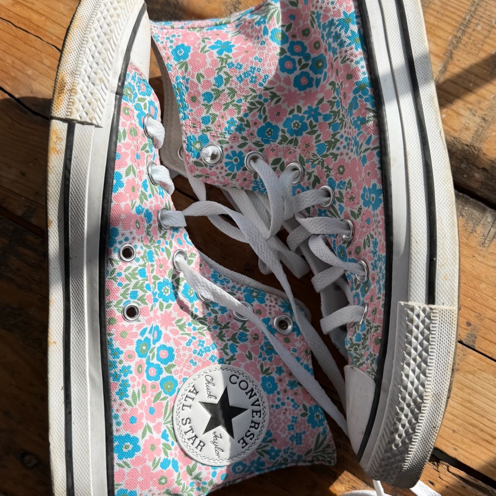 Converse Pink and Blue Floral High-Tops